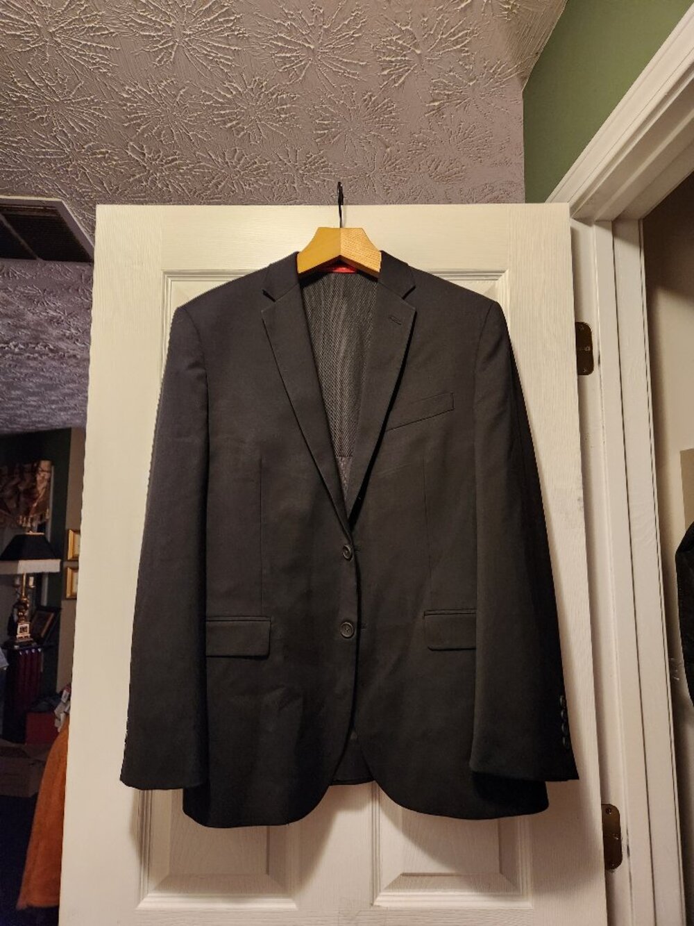 Kenneth Cole men's black 71%wool 25%polyester sport coat blazer jacket size: 42R